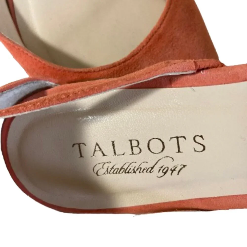 Talbots Burnt Orange Suede D'Orsay Ballet Flats Strappy Cutout Slip On, size 8